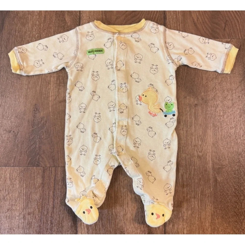 Vintage Child of Mine Carters Baby Sleeper 0/3 Month Chick Frog Duck Best Friend